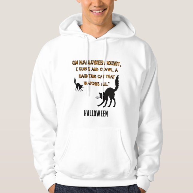 Sudadera gato con cable con un gorra de brujas en halloween (Anverso)