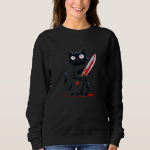 Sudadera Gato con cuchillo Gracioso gatos meme tee gatos sa