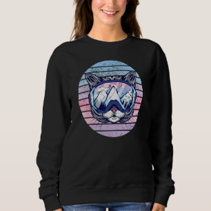 Sudadera Gato con gafas de esquí de nieve esquí retro puest