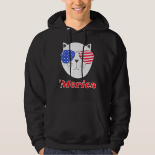 Sudadera Gato con gafas de sol de Merica 4 de julio america