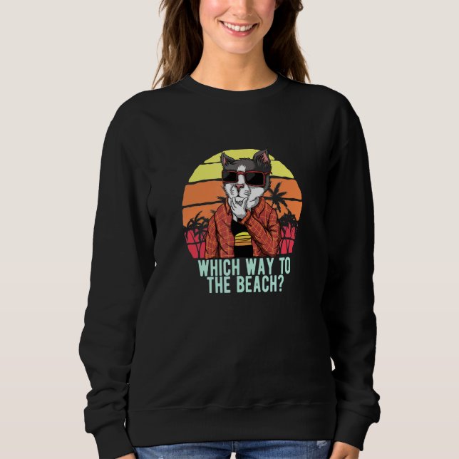 Sudadera Gato Con Gafas De Sol Que Van A La Playa De Summ (Anverso)