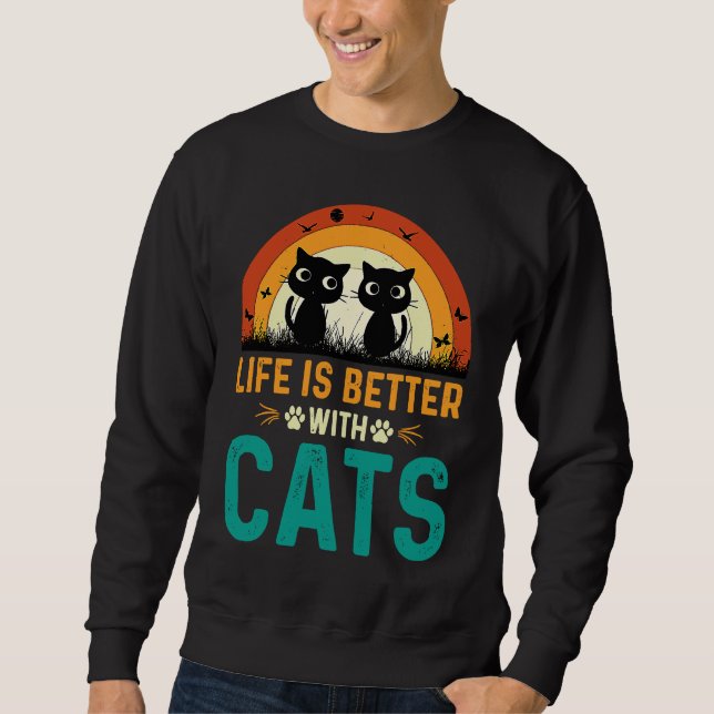 Sudadera Gato Con Gatos Cuto Vintage Retro (Anverso)