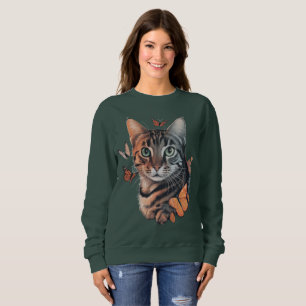 Sudadera Gato con mariposas monarcas