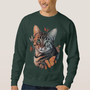 Sudadera Gato con mariposas monarcas