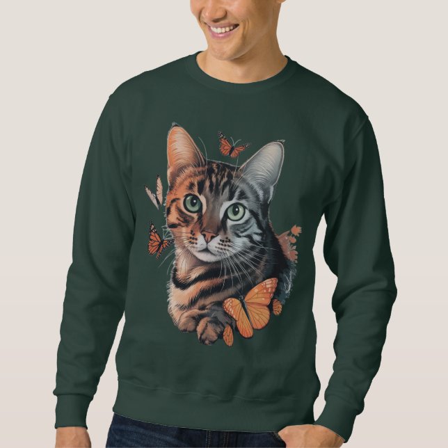 Sudadera Gato con mariposas monarcas (Anverso)