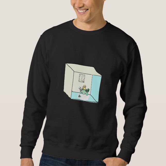 Sudadera Gato Con Plantas En Una Caja (Anverso)