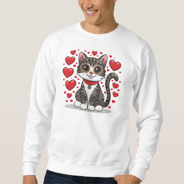 Sudadera Gato con símbolos de amor Clipart-85245 (Anverso)