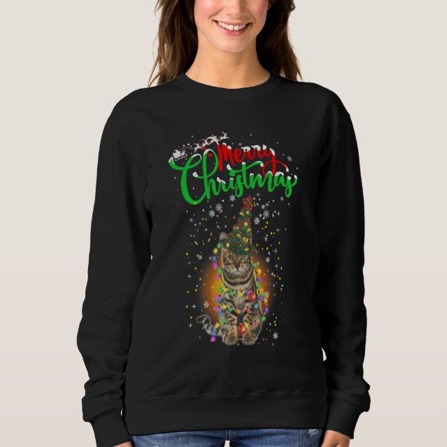 Sudadera Gato con sombrero de árbol de Navidad para gato (Anverso)