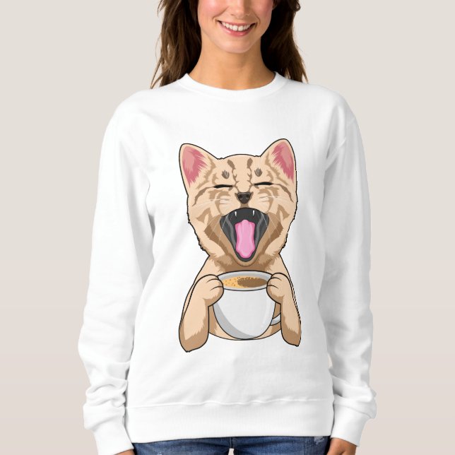 Sudadera Gato con taza de café (Anverso)
