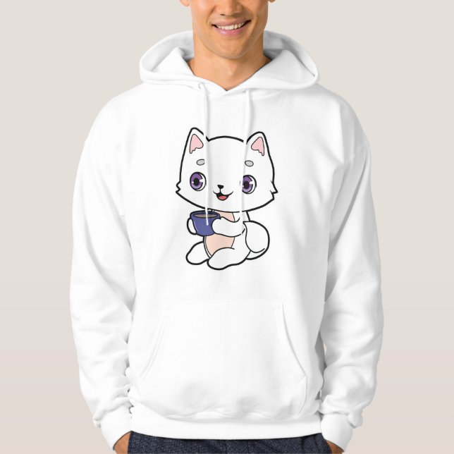 Sudadera Gato con taza de café (Anverso)