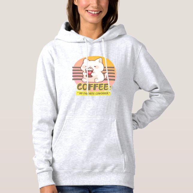 Sudadera gato con una cita de café de corazón (Anverso)