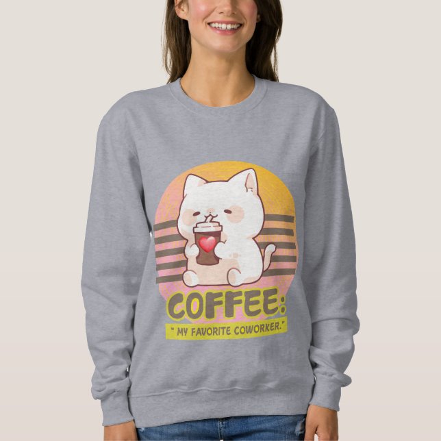 Sudadera gato con una cita de café de corazón (Anverso)