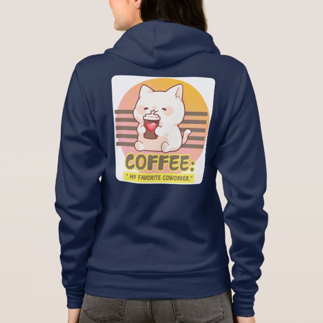 Sudadera gato con una cita de café de corazón (Reverso)