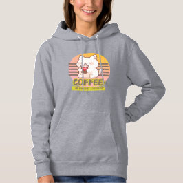Sudadera gato con una cita de café de corazón