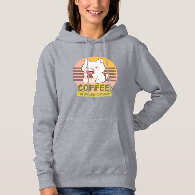 Sudadera gato con una cita de café de corazón (Anverso)