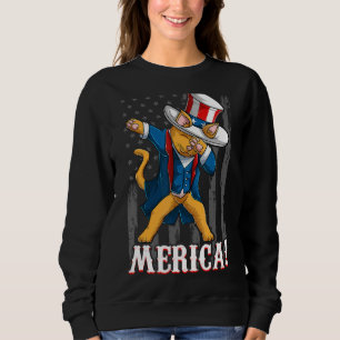 Sudadera Gato Dabbing Merica Bandera Estadounidense Patriot