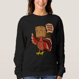 Sudadera Gato de Acción de Gracias Gato Falso Maullar Pavo