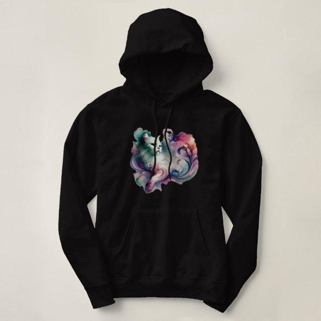Sudadera Gato de acuarela etéreo (Diseño del anverso)