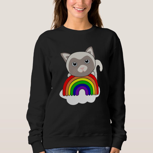 Sudadera Gato De Arcoiris Dulce Gatos Para Niños Siamcat (Anverso)