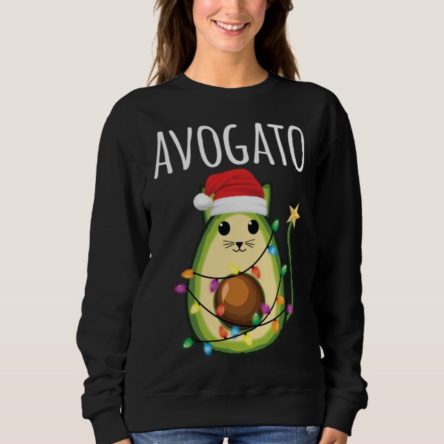 Sudadera Gato de Avogato Santa Aguacate Gato Funny Navidad  (Anverso)