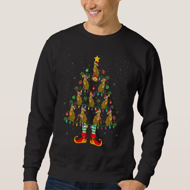 Sudadera Gato de Bengala amante de la Navidad Iluminación d (Anverso)