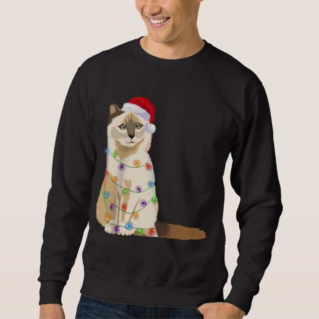 Sudadera Gato de Birman enciende Navidades Gato de Navidad  (Anverso)