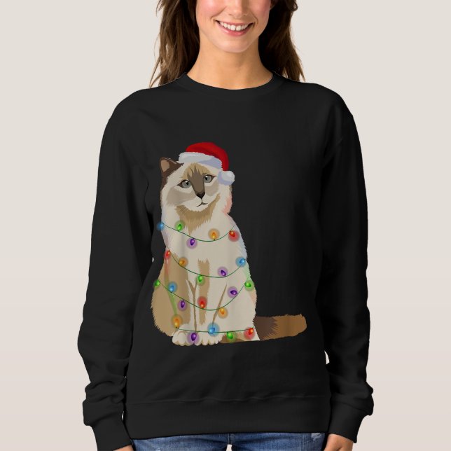 Sudadera Gato de Birman enciende Navidades Gato de Navidad  (Anverso)