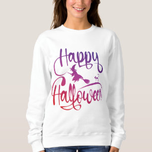 Sudadera Gato de bruja voladora feliz gradiente de Hallowee