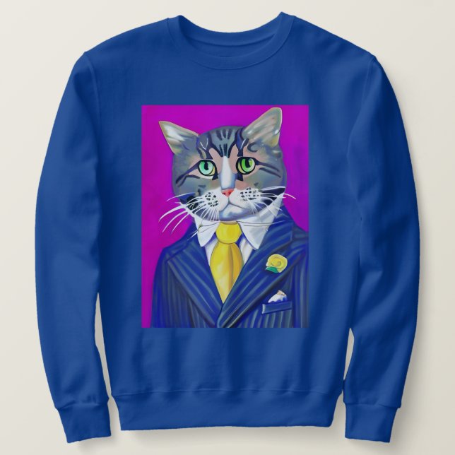 Sudadera Gato de caballero en un traje y un empate (Anverso del diseño)