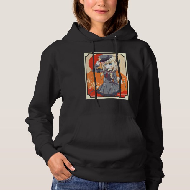 Sudadera Gato de Chica samurai japonés orea Katana (Anverso)