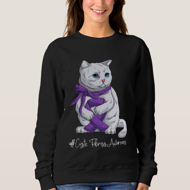 Sudadera Gato de cinta morada del Mes de Concienciación sob (Anverso)