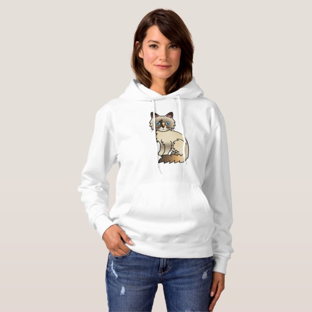 Sudadera Gato de dibujos animados Birman / Ragdoll con capa (Anverso completo)