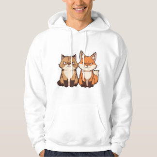 Sudadera Gato de dibujos animados gruñón y dúo de zorro con