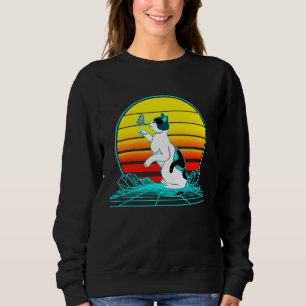 Sudadera Gato de Estampado Calicó Puesta de Sol Vintage Ret