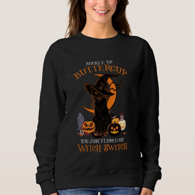 Sudadera Gato de Halloween ama la bruja de gatos negros y c (Anverso)