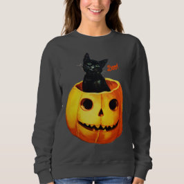 Sudadera Gato de Halloween en calabaza
