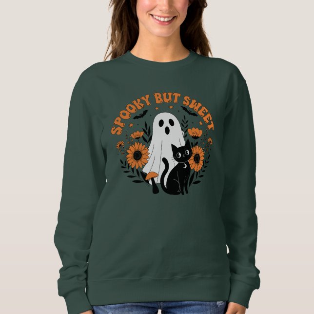 Sudadera Gato de Halloween espeluznante pero dulce (Anverso)