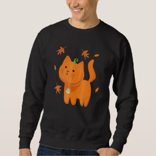 Sudadera Gato de Halloween Gato Calabaza Jack O Linterna