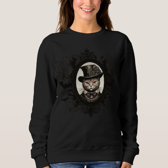 Sudadera Gato de Halloween, gato de vampiro, colmillos de d (Anverso)