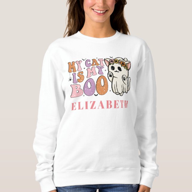 Sudadera Gato de Halloween Mi gato es mi nombre personaliza (Anverso)