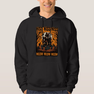 Sudadera Gato de Halloween Miau Espeluznante Casa de Bruja 