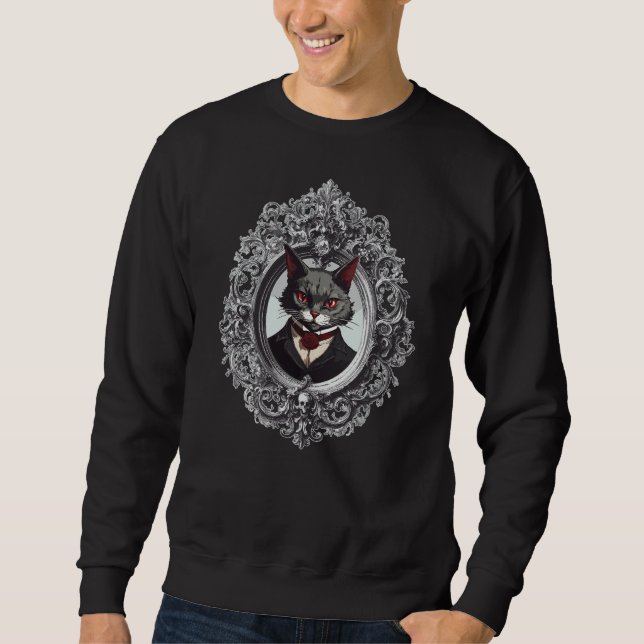 Sudadera Gato de Halloween, retrato de gato de vampiro (Anverso)