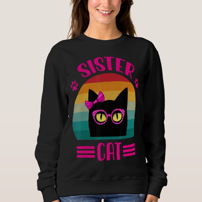Sudadera Gato De Hermana Pequeña Retro Con Gato De Gafas Ro (Anverso)