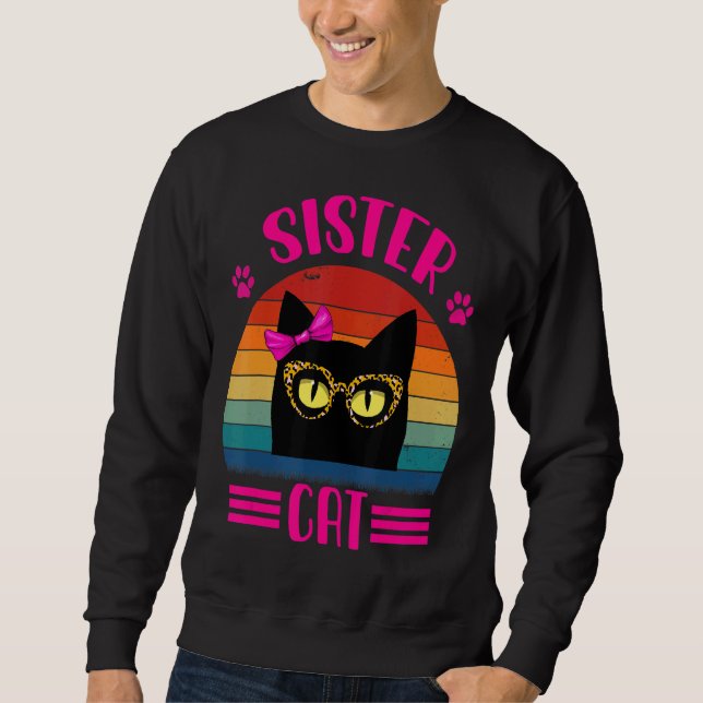 Sudadera Gato De Hermanita Con Gafas De Leopardo Retro (Anverso)