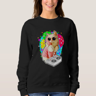 Sudadera Gato de la casa Arcoiris Dj Cat Cute Kitty