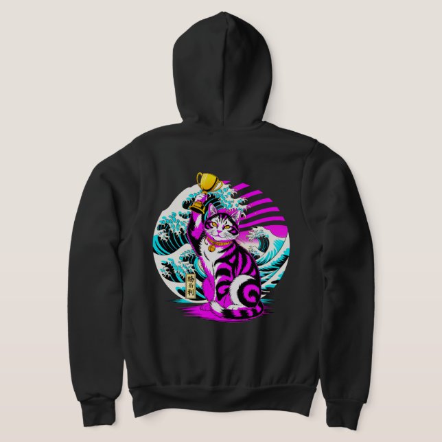 Sudadera Gato de la Victoria Vibrante al Estilo Pop Art par (Distribución Reverso )