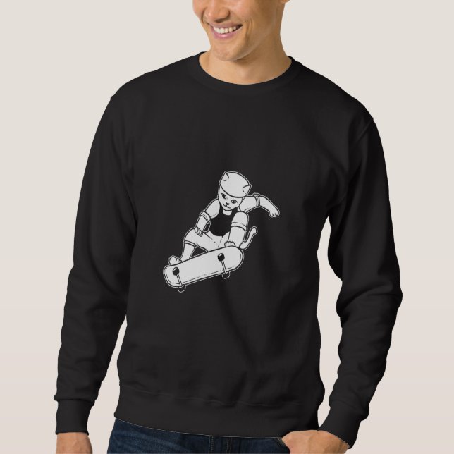 Sudadera Gato de monopatín patinador de estilo libre (Anverso)