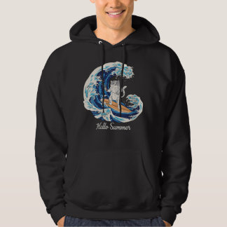 Sudadera Gato De Mujeres Con Surf De Surfista De Onda Sushi