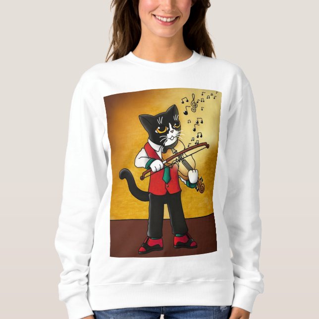 Sudadera Gato de música violín (Anverso)
