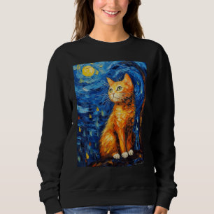 Sudadera Gato de noche estrellado, gato Van Gogh, amante de